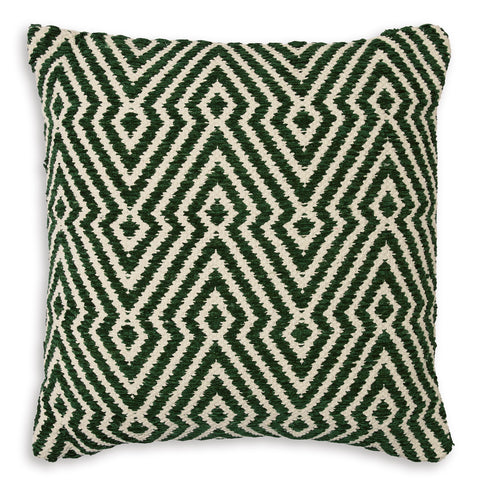 19-Inch Green and Ivory Geometric Pillows — Set of 4