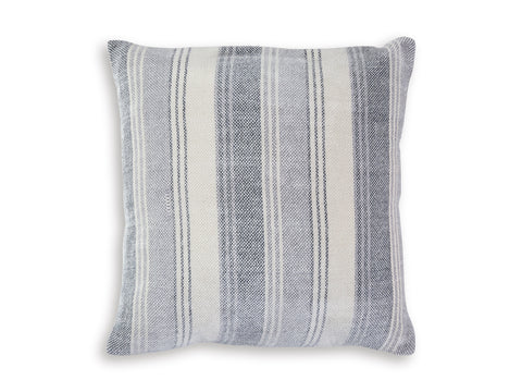 20-Inch Blue Gray and White Striped Pillows — Set of 4