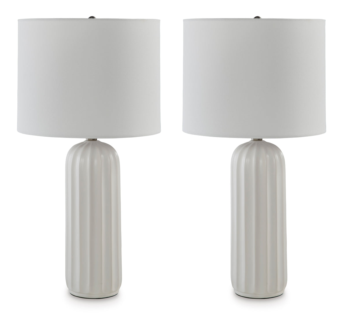 23.5-Inch White Glazed Ceramic Table Lamps — Set of 2, matching pair included
