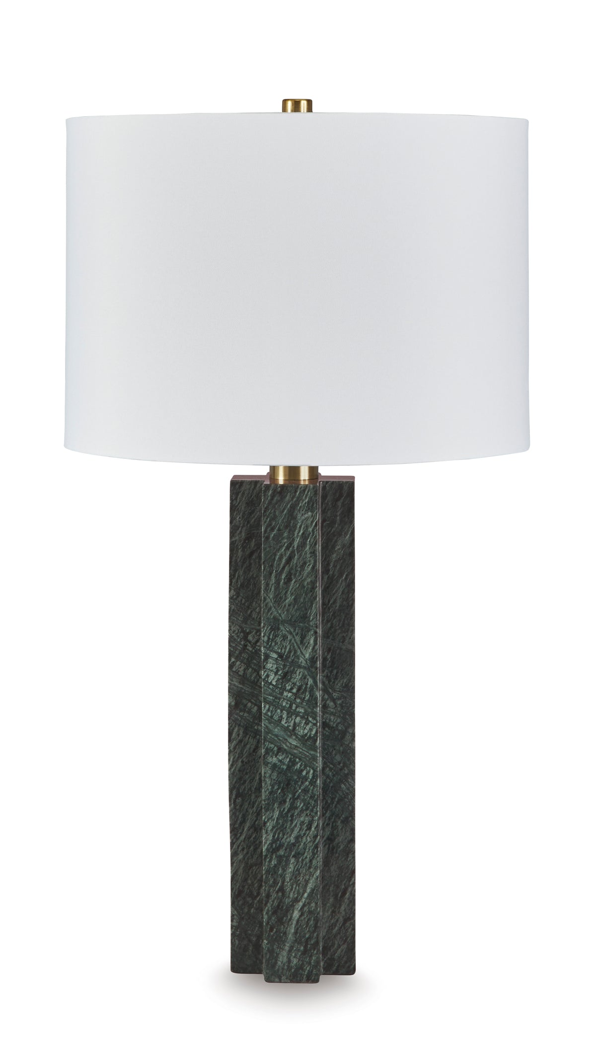 27.75-Inch Green Marble Table Lamp with Goldtone Accents, product view