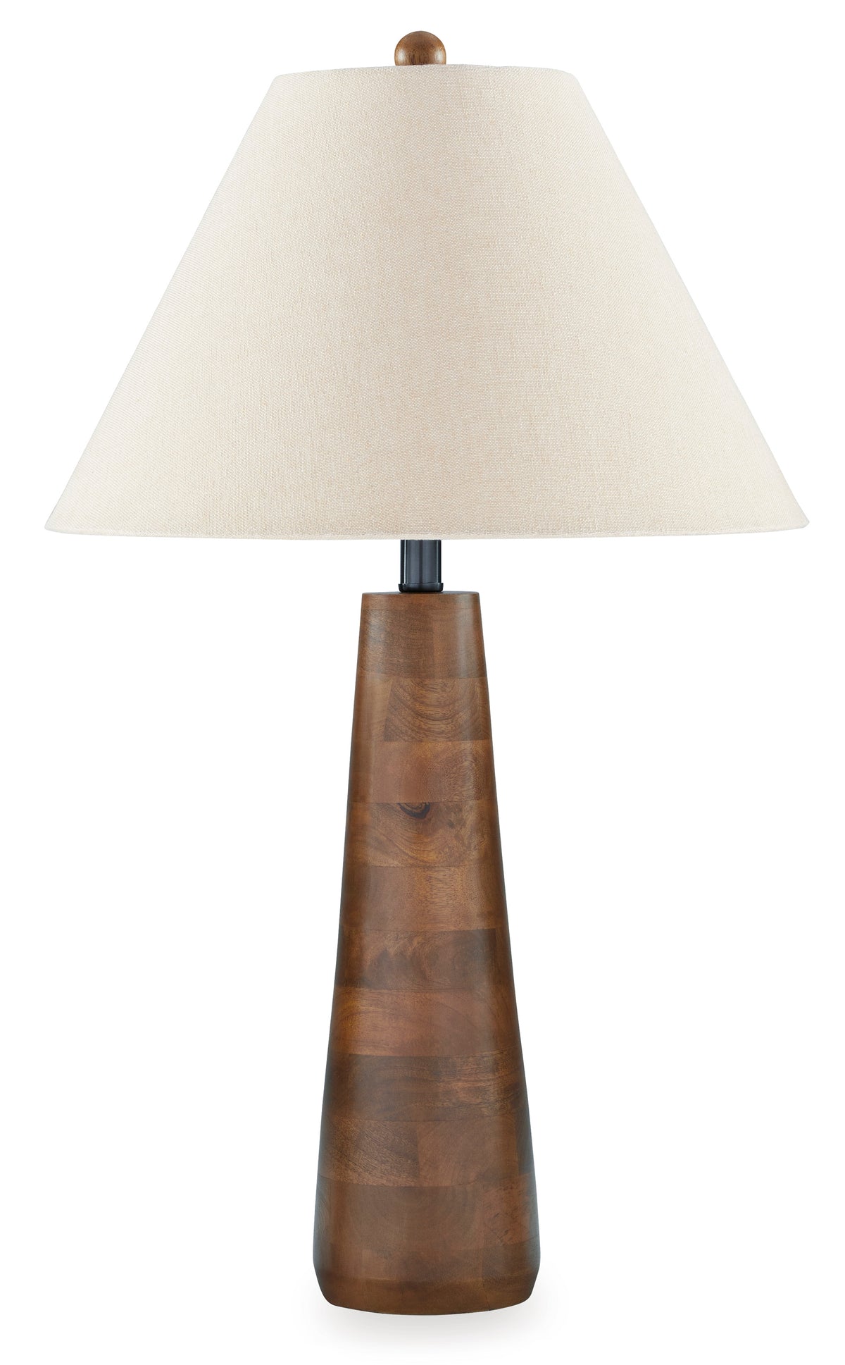 30-Inch Honey Brown Wood Table Lamp with Empire Shade, full product view