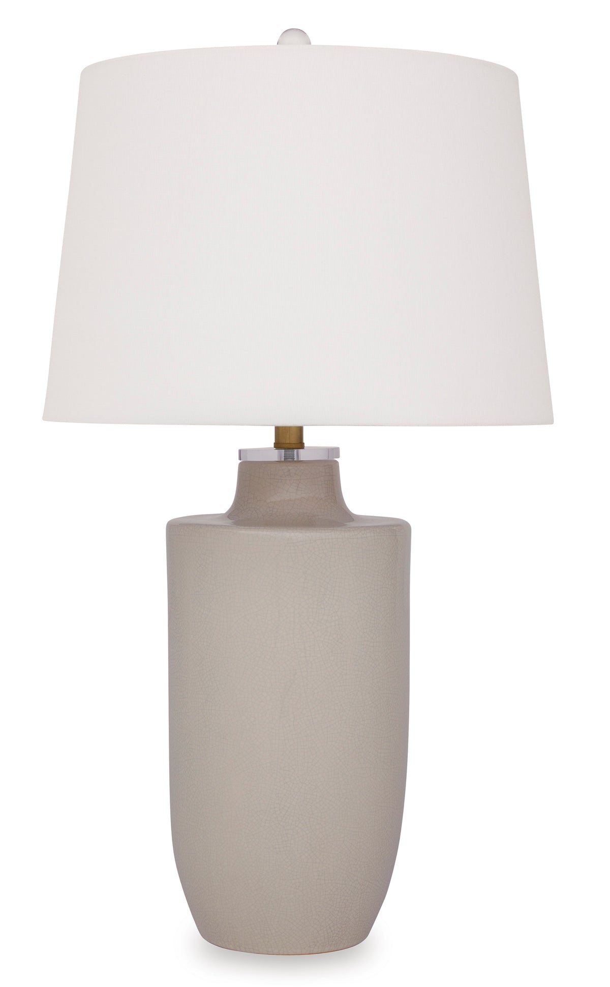 30-Inch Off-White Crackle-Glaze Ceramic Table Lamp, complete lamp view