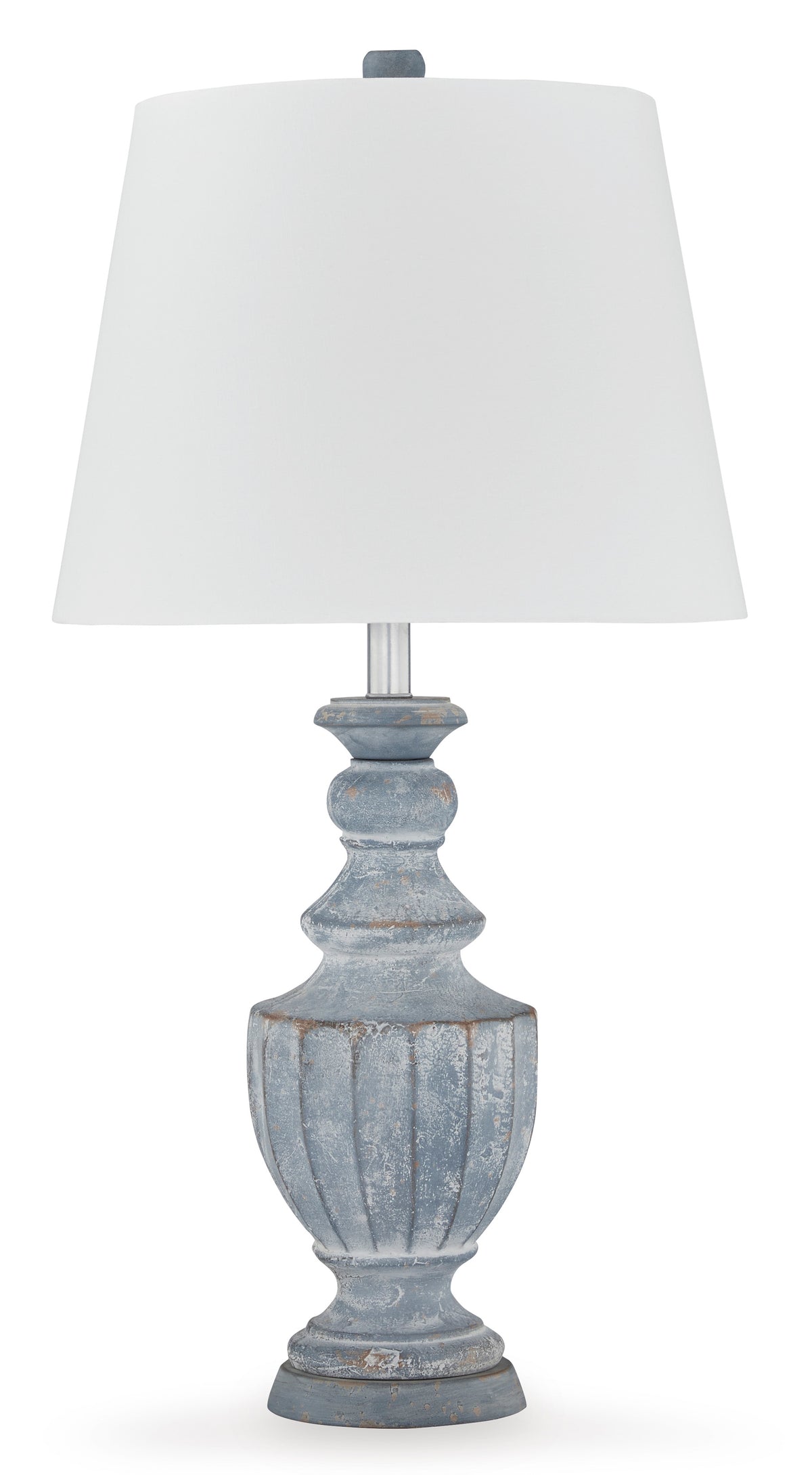 31.5-Inch Antique Blue Terracotta Urn Table Lamp, complete lamp view