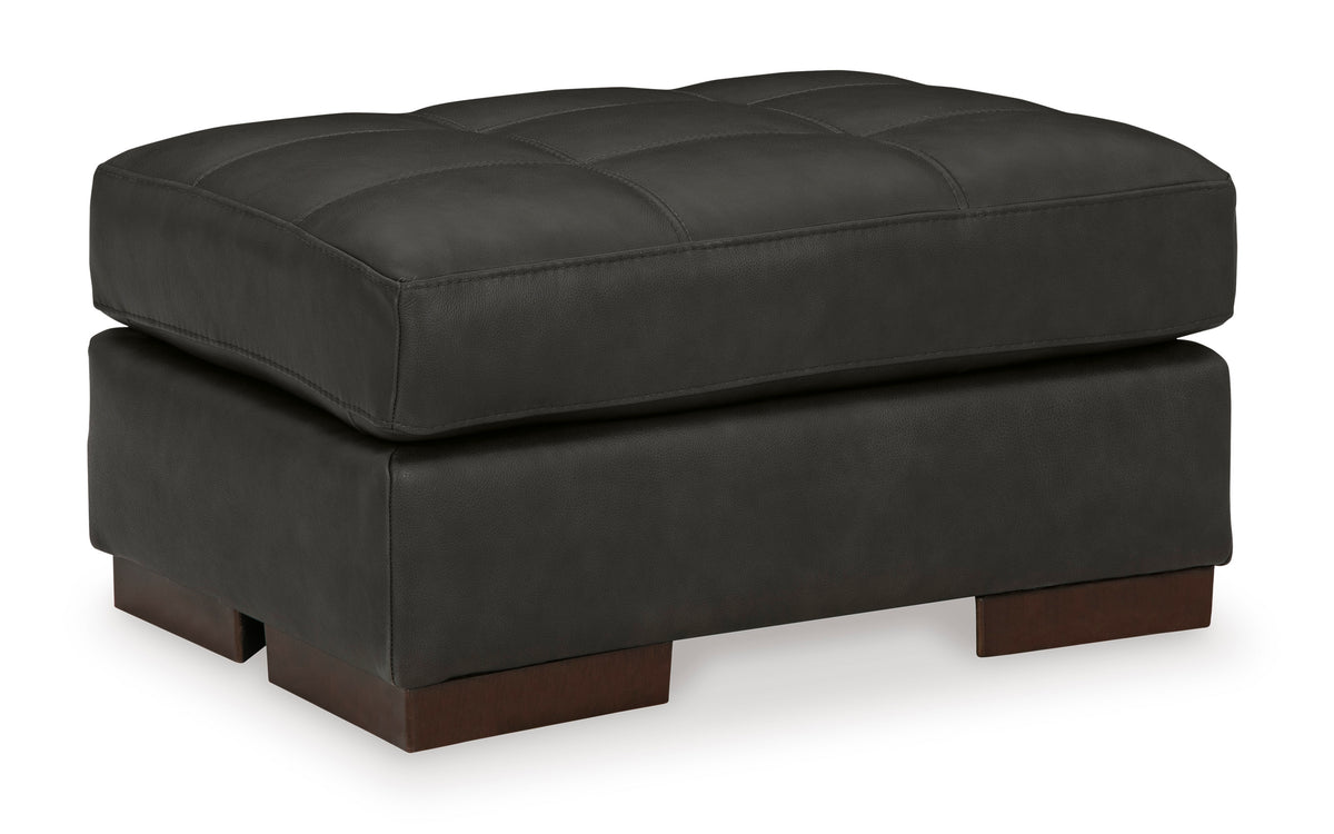 34-Inch Thunder Leather-Top Ottoman with Faux Leather Sides, angle view