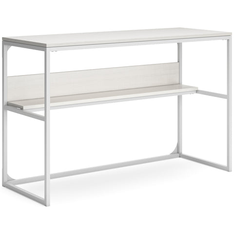 47-Inch White Oak-Look Writing Desk with Rear Shelf