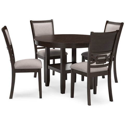 5-Piece Dining Set with Shelf and Fretwork Chairs