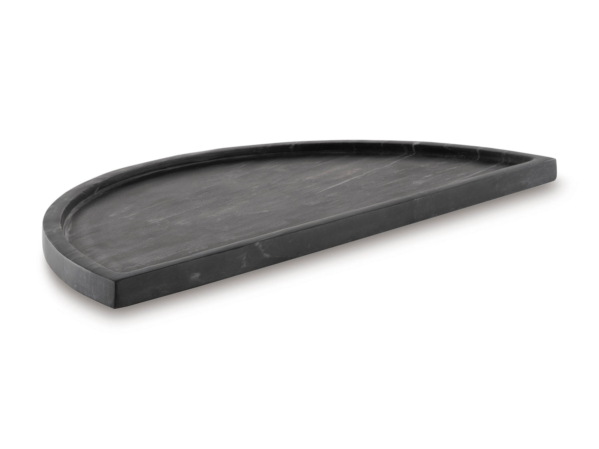 Black Marble Half-Round Serving Tray - Black - complete product