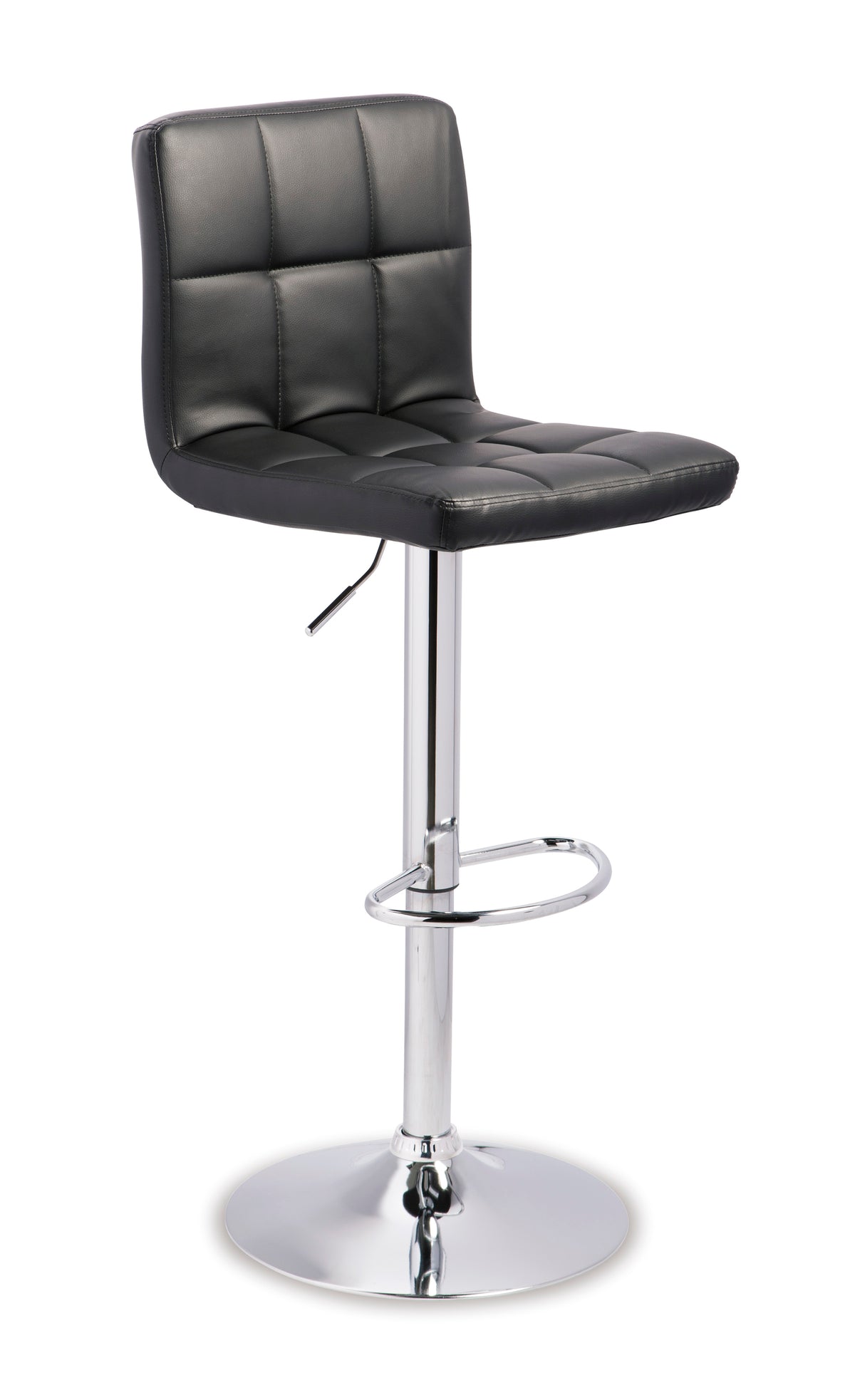 Black/Chrome Finish / Adjustable Height — Set of 2 Stools, product view; 2 stools included; additional furniture and accessories excluded; view 1