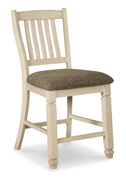 Antique White Rake-Back Counter Stools with Woven Seats, Set of 2