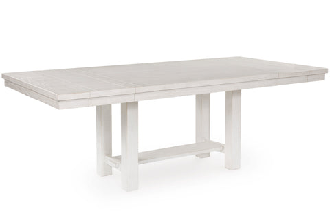 Antiqued White Extension Dining Table, Chairs and Bench