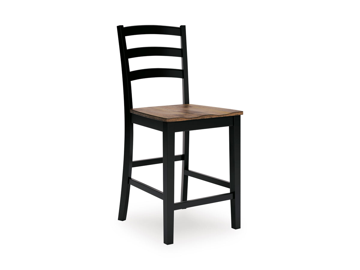 Brown/Black / Counter Height — Set of 2 Stools, angle view; matching pair included; additional furniture and accessories excluded