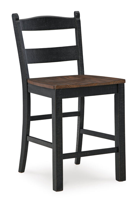 Black Counter Stools with Rustic Brown Pine Seats, Set of 2