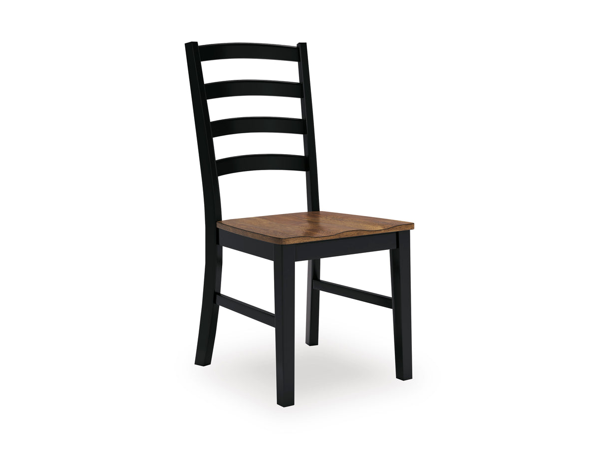 Brown/Black / Set of 2 Chairs, angle view; 2 chairs included; additional furniture and accessories excluded