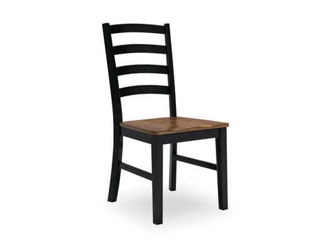 Brown and Black Ladderback Dining Chairs, Set of 2