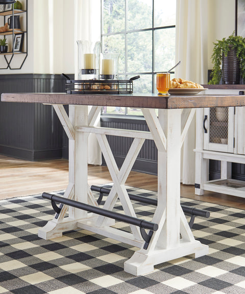 Brown and Vintage White Counter Table with Stool Options