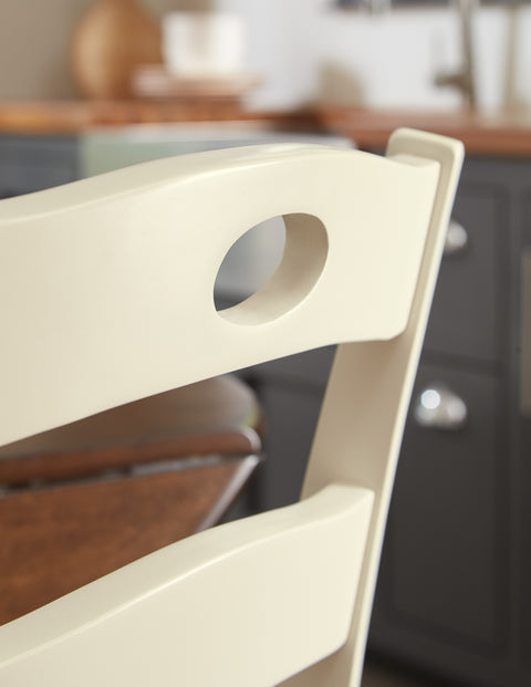 Cream & Brown Ladderback Dining Chairs, Set of 2
