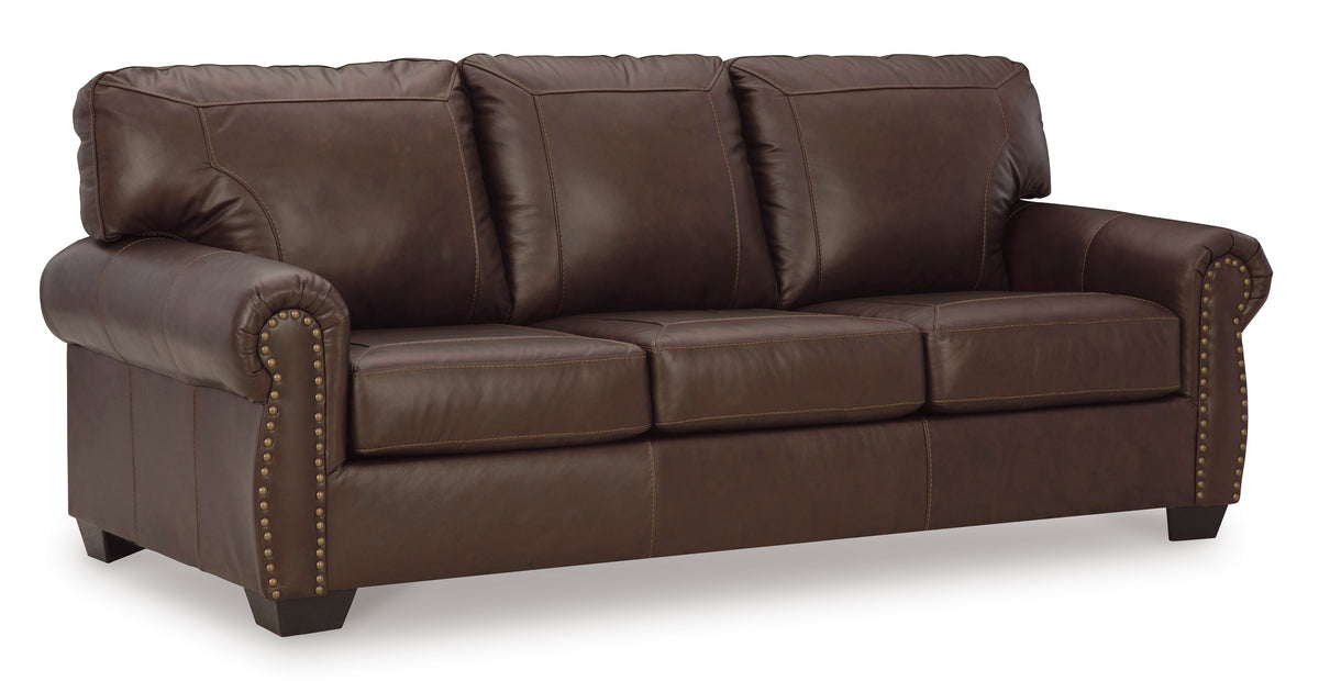 Dark Brown Leather and Faux Leather Seating, sofa angle view
