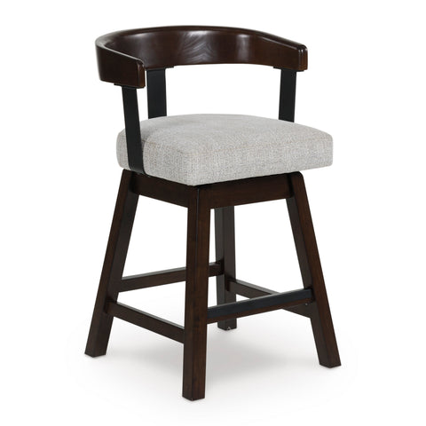 Dark Brown Swivel Counter Stools with Performance Fabric, Set of 2