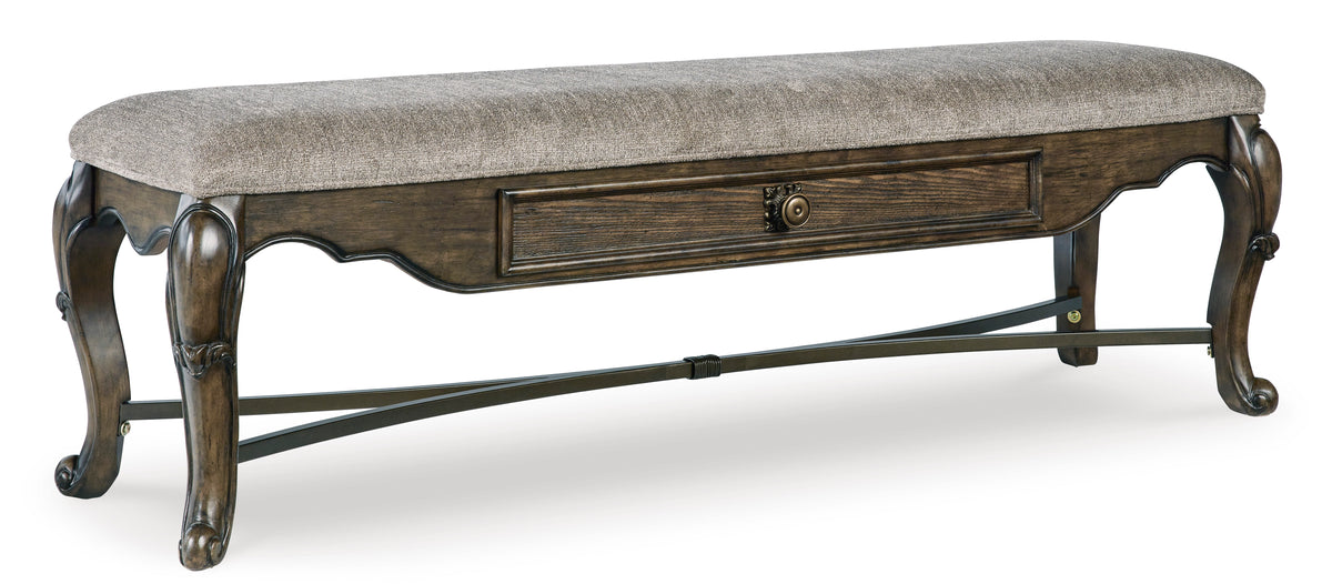 Dark Brown / 1 Bench, angle view with storage closed; one bench included; additional furniture and accessories excluded
