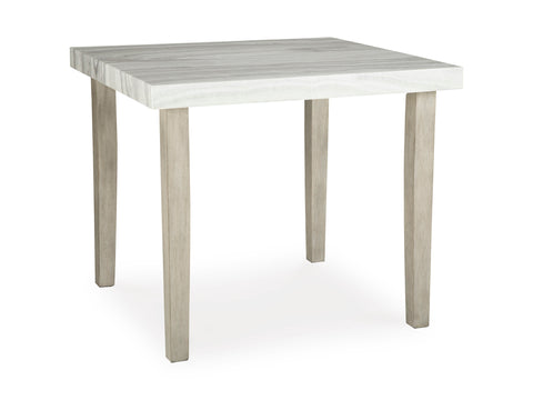 Faux Gray Marble Counter Table with Bisque Stool Options
