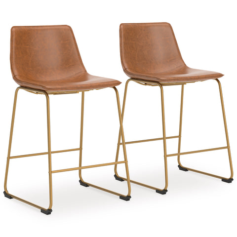 Faux Leather Bucket Stools with Gold-Tone Frames, Set of 2