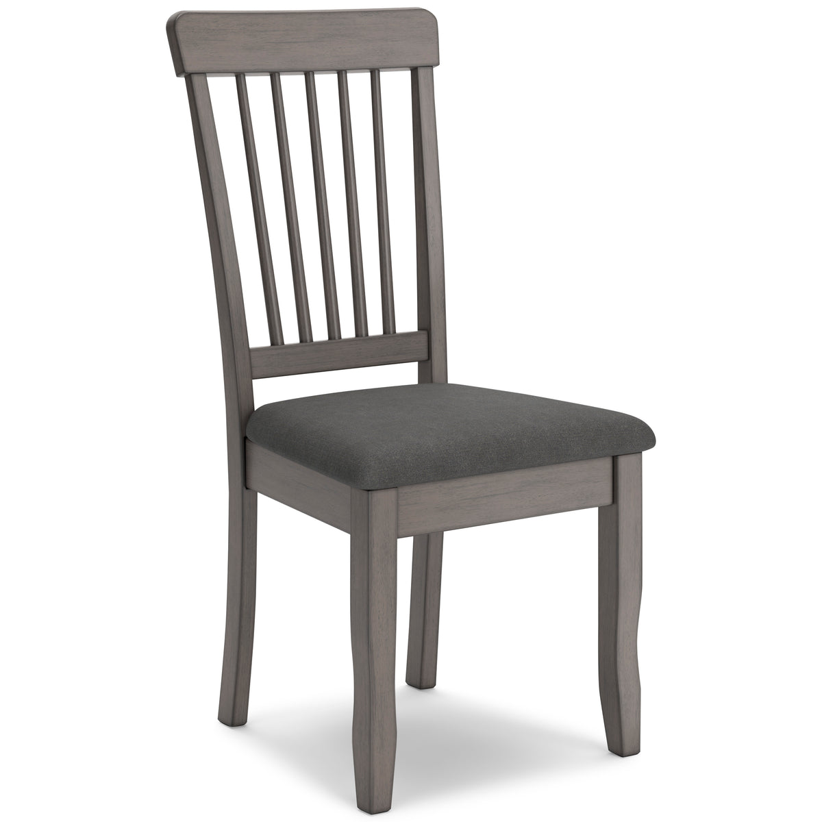 Gray Dining Chairs, angle view; sold as a matching pair; tables, additional chairs and accessories excluded
