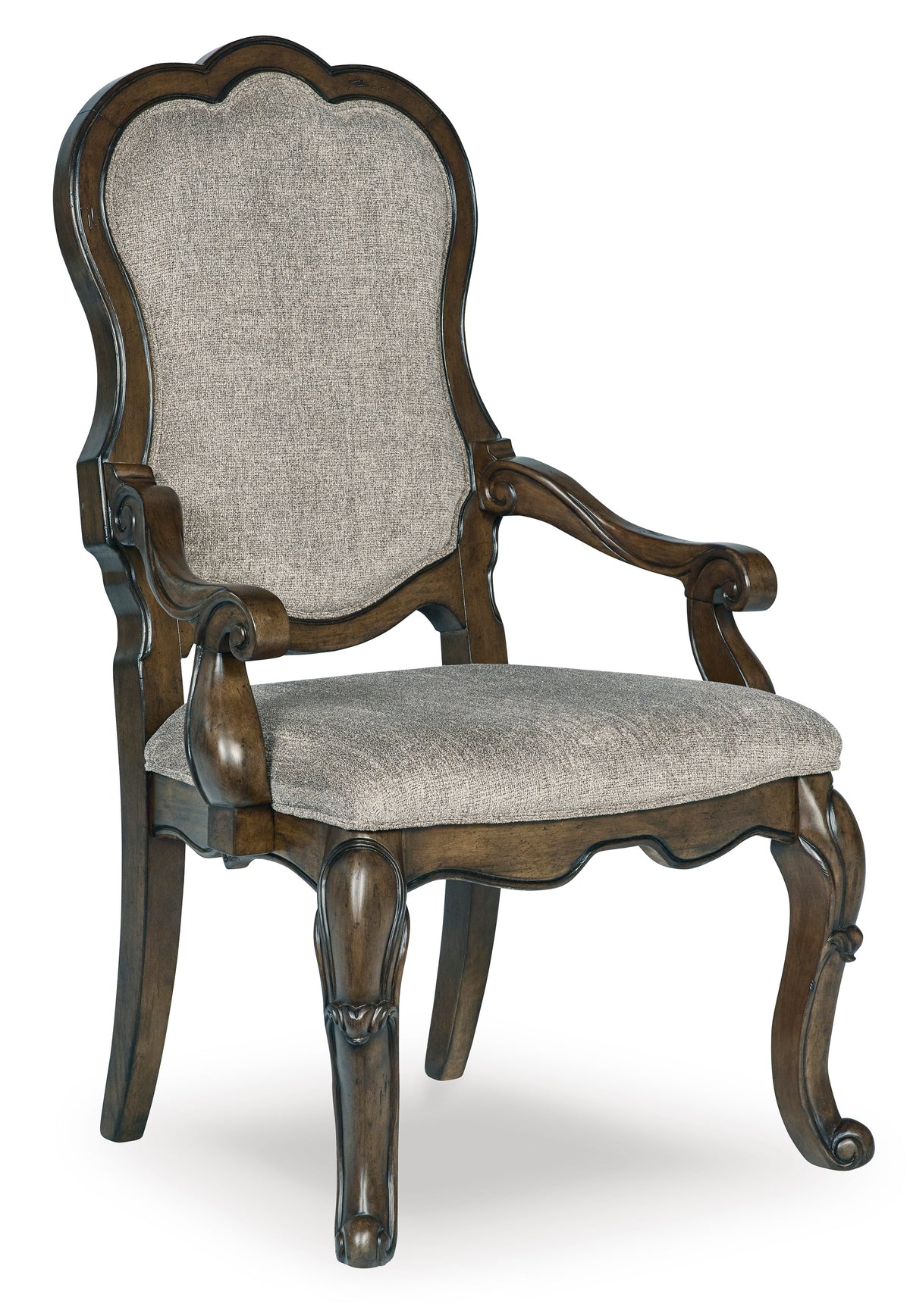 Dark Brown Dining Chairs, angle view; sold as a matching pair; tables, additional chairs and accessories excluded