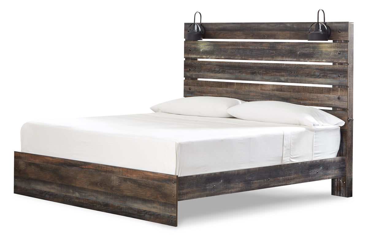 Rustic Brown with Orange and Teal Accents / Bed / King, view 1; selected configuration only; mattress bedding and decorative accessories not included