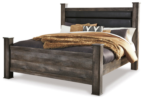 Rustic Gray Upholstered Poster Beds and Bedroom Sets