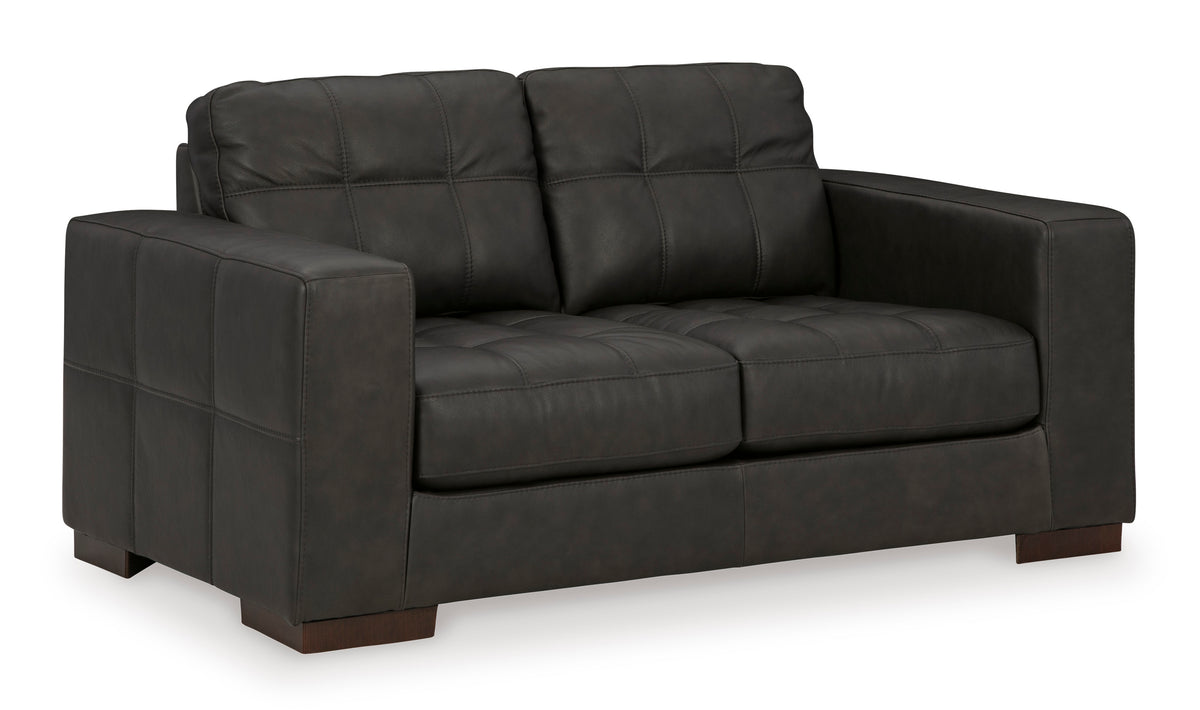 Thunder Leather and Faux Leather Seating, loveseat angle view