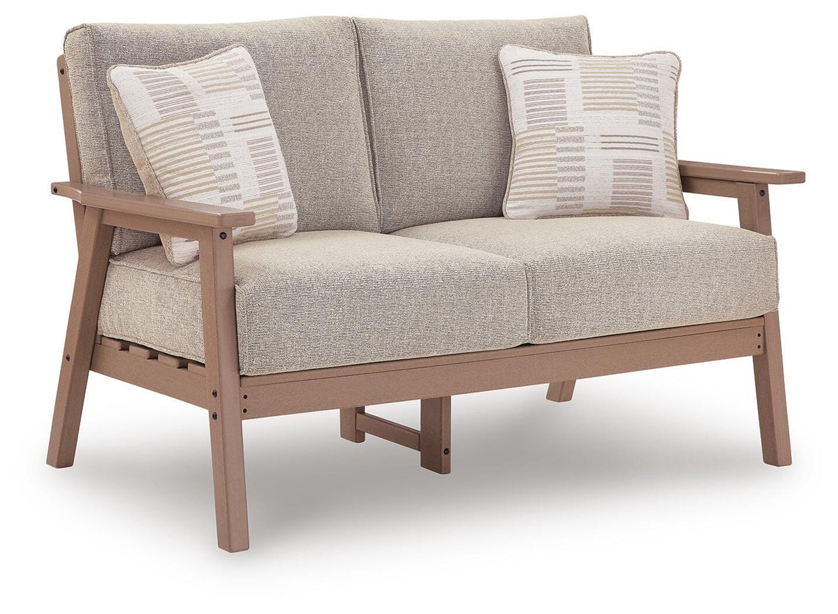 Driftwood, full cushioned loveseat angled view
