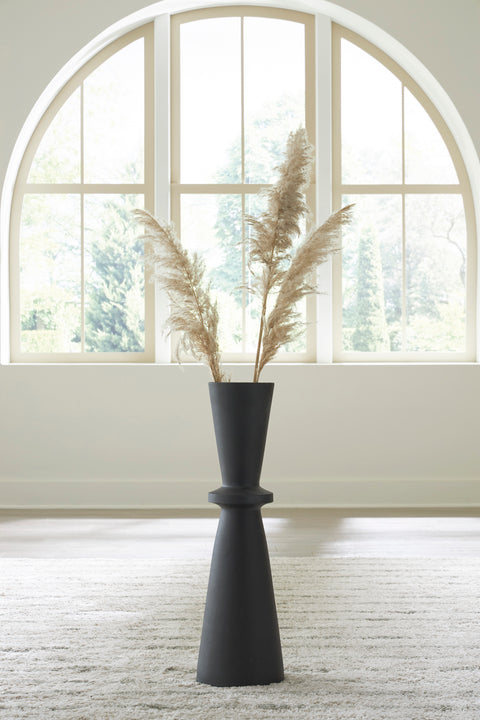 Collisten Black Textured Hourglass Floor Vase