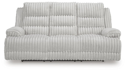 Corduroy Power Reclining Sofa with Drop-Down Table in Alloy or Onyx