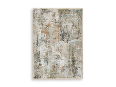 Multicolor Abstract Printed Faux-Fur Woven Rug