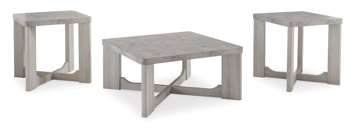 Whitewash three-piece table set, full product view