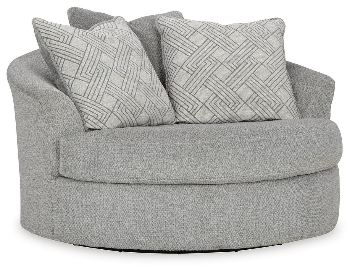Cement, complete oversized swivel chair with included pillows