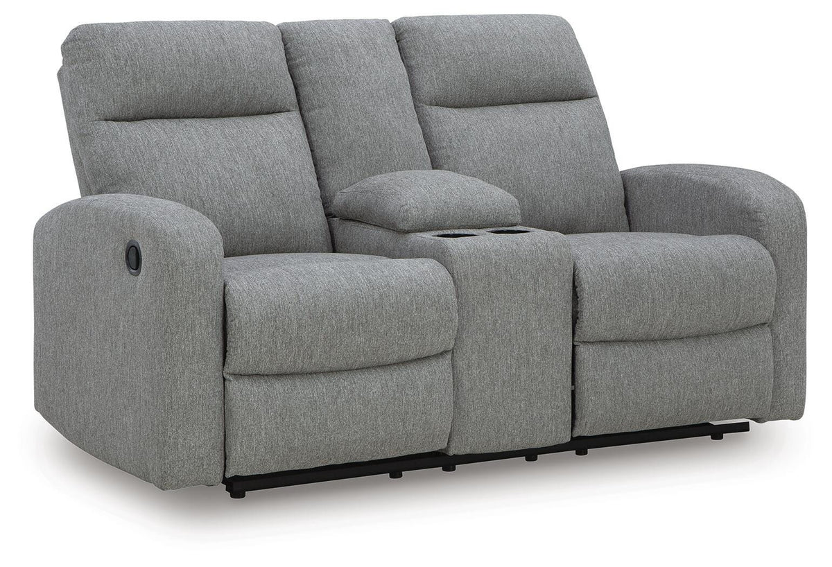 Sterling, complete reclining loveseat, closed angled view