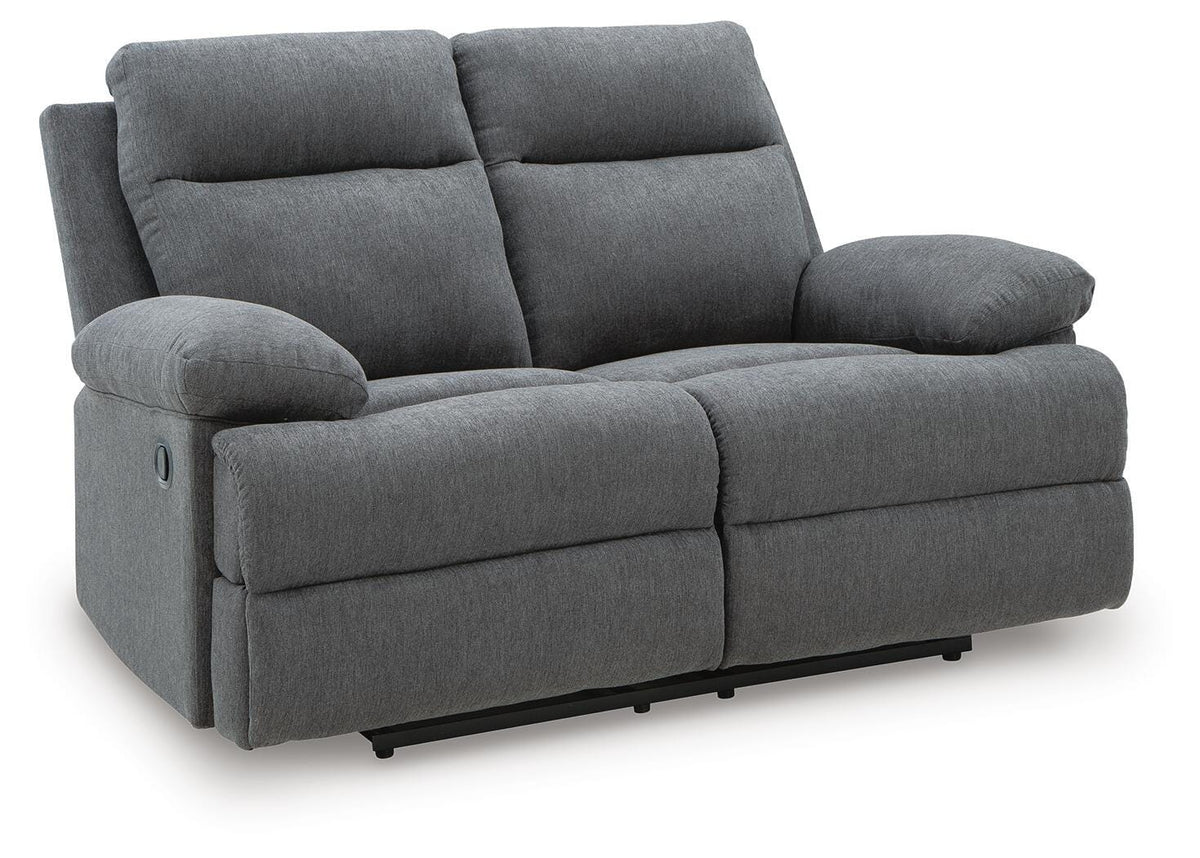 Charcoal, full loveseat closed angled view
