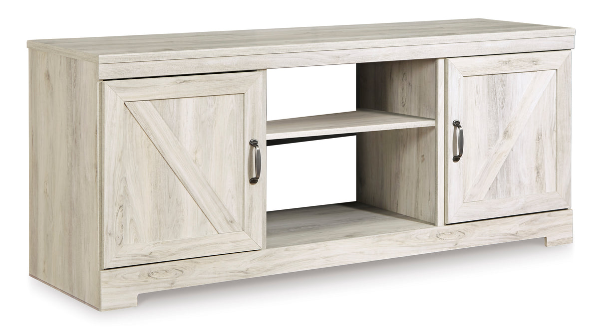 Whitewash TV stand, full product view