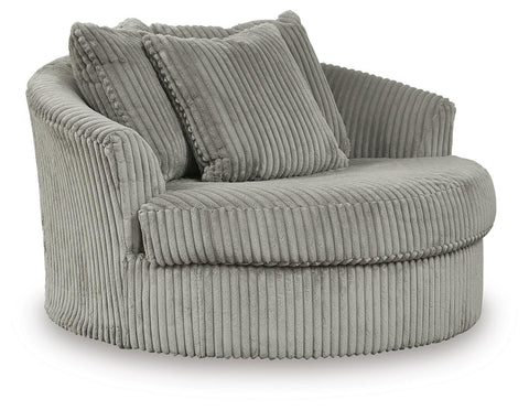 Oversized Corduroy Swivel Chair in Fog or Ivory
