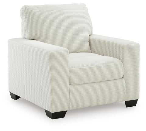 Ivory Cord-Textured Track-Arm Chair