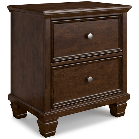 Cherry Brown Two-Drawer Nightstand with Framed Fronts