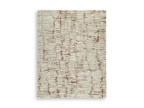 Cream Tan and Rust Broken Line Abstract Woven Rug
