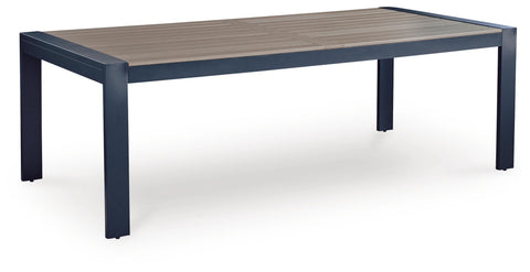 Navy Blue and Driftwood Rectangular Outdoor Dining Table