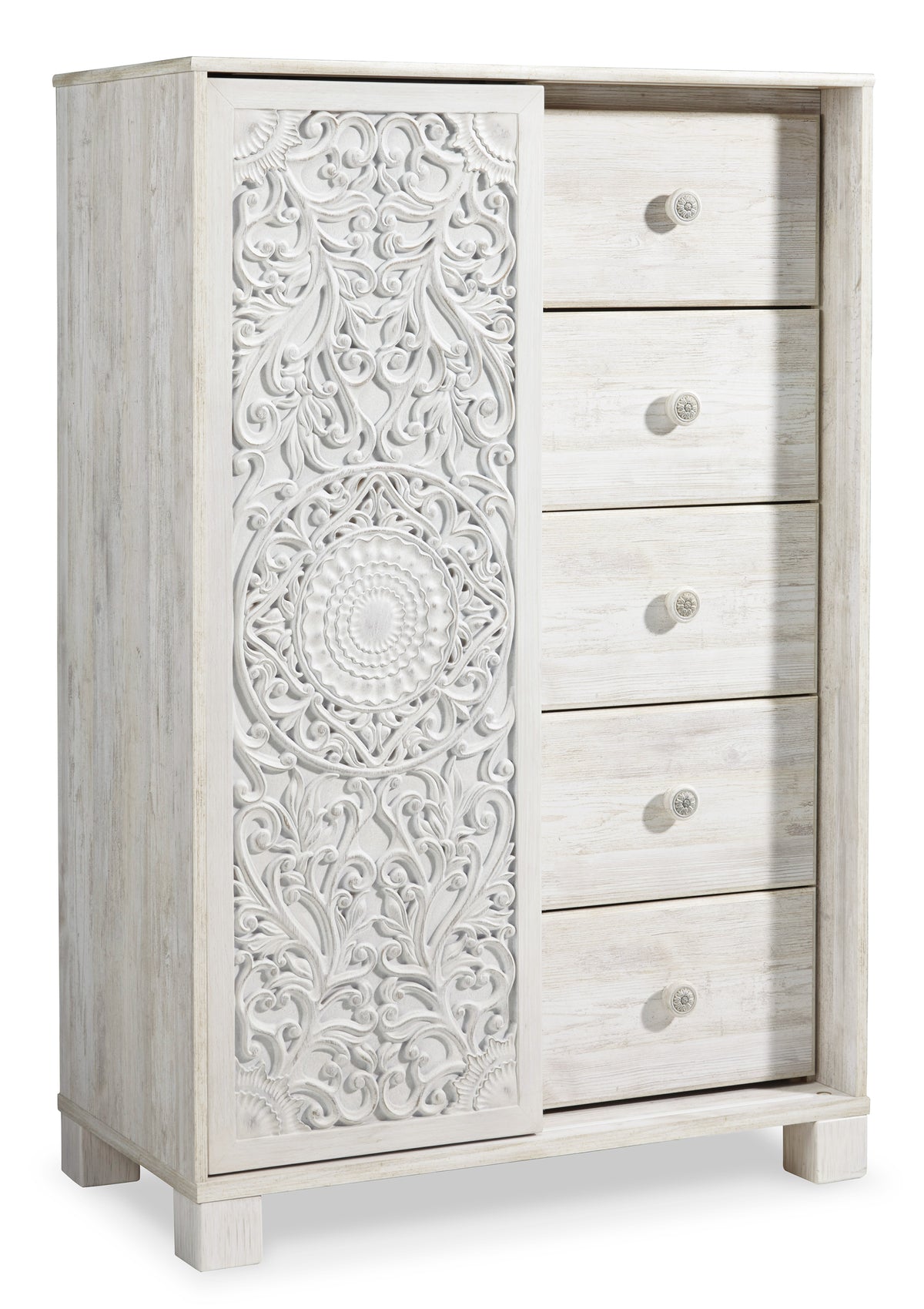 Whitewash, complete dressing chest, angled view