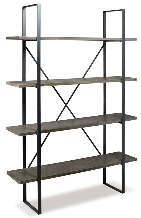 Black and Gray 48-Inch Bookcase with Four Wood Shelves