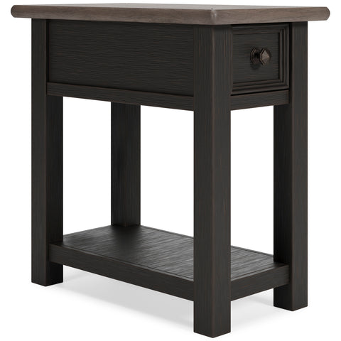 Two-Tone Drawer and Shelf Chairside Table with Charging