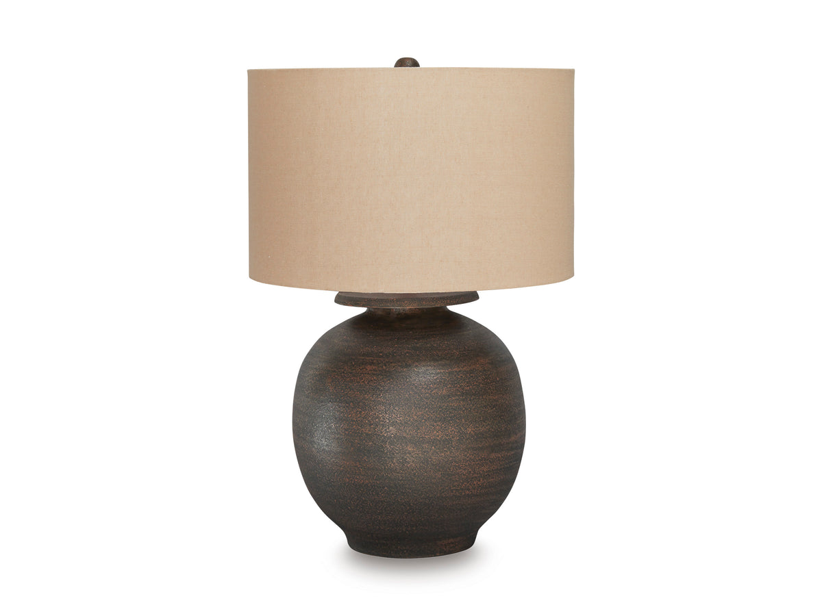 Antique Brown table lamp, full product view