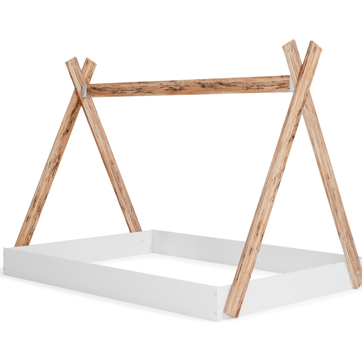 Two-tone Brown/White / Full, complete tent bed frame; mattress and bedding excluded
