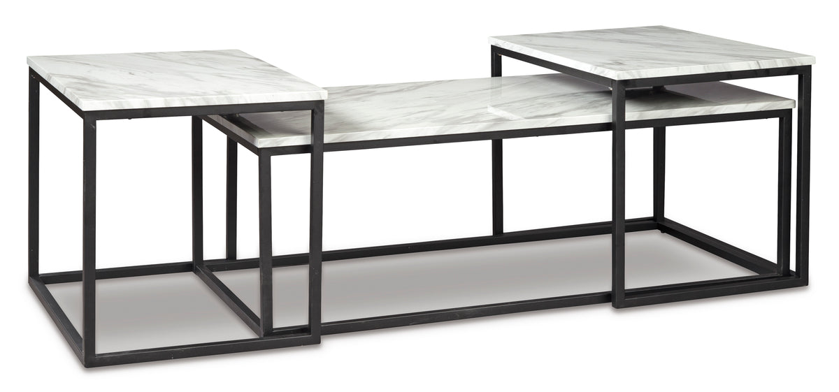 Gray/Black three-piece nesting table set, full product view